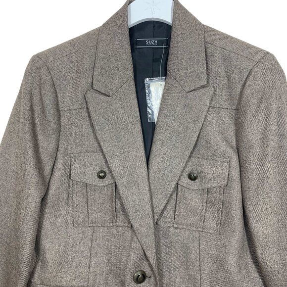 4 pocket brown blazer jacket size 11 SUZY SHIER - Picture 2 of 16